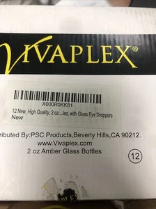 Vivaplex 12, Amber, 2 Oz Glass Bottles, with Glass Eye Droppers - Picture 1 of 2