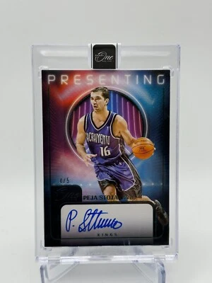 2023-24 Panini One and One Presenting #P-PJS Peja Stojakovic Green Auto 4/5 - Image 1 of 2