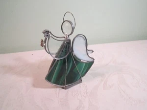 Buntglas Engel Figur Statue mit Glocke - Skulptur - Bild 1 von 7