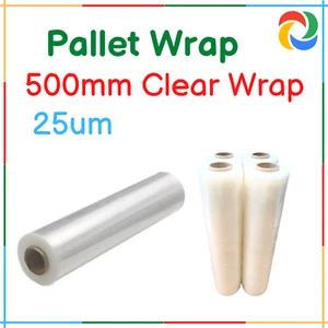 (4x) 500mm CLEAR Hand Stretch Film 2" Core for Shipping or Pallet wrapping - Picture 1 of 1