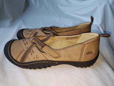 JBU COMET MARRÓN TOSTADO FLORAL VEGANO CUERO MARY JANE CASUAL BALLET ZAPATO PLANO 10 M Foto 1 de 4
