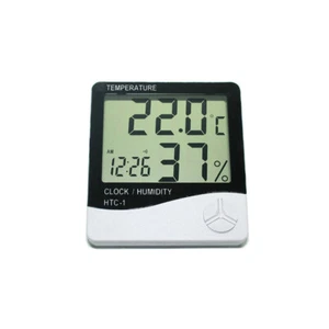Indoor Bedroom Digital LCD Temperature Humidity Meter Clock Home Thermometer - Picture 1 of 10