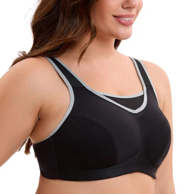 Women's High Impact Sports Bra Plus Size Wirefree Bra 12 14 16 18 20 22 24 26 28 - image 1 of 4