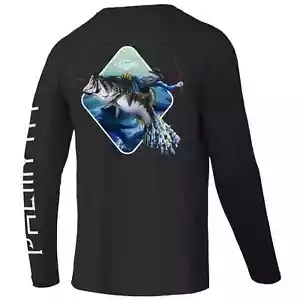 Fishing Shirt for Men Long Sleeve UPF 50+ T Shirt Sun Protection Tee Black - Picture 1 of 3