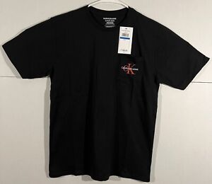 calvin klein jeans youth Kids short sleeve front pocket tee black size XL 18/20 