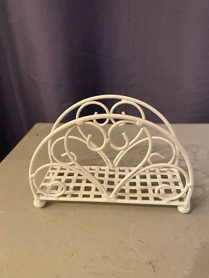 PRESENTADOR DE TOALLAS DE PAPEL DE HIERRO FORJA BLANCO - Imagen 1 de 4