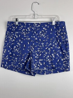 Pantalones Cortos Chinos Banana Republic Talla 6 Azul Tejido Floral Frente Plano Foto 1 de 3
