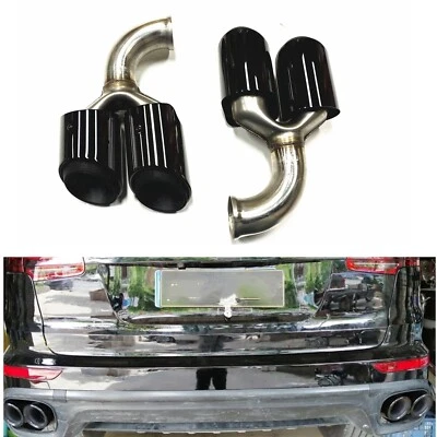 Tubo de escape trasero de coche negro 2 piezas para Porsche Cayenne V8 2011 2012 2013-2014 Foto 1 de 4