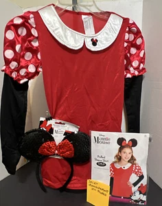 Disney Minnie Mouse Halloween Costume Long Sleeve Shirt +Ears - Medium 8/10 -New - Picture 1 of 10