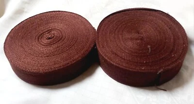 2 X FULL ROLLS VINTAGE HESSIAN JUTE UPHOLSTERY WEBBING. BROWN. 2" WIDE. 36 YARDS - Image 1 of 4
