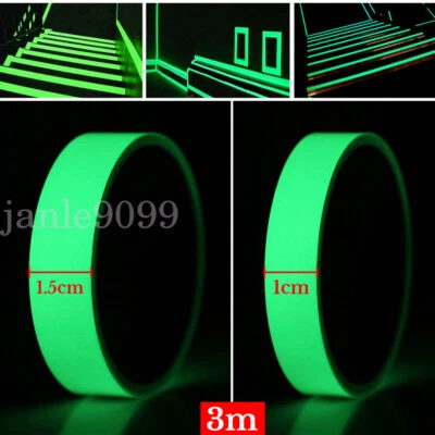 3M/9M Glow In The Dark Luminous Fluorescent Self adhesive Safety Sticker Tape - Image 1 of 4