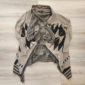 Forever 21 Waterfall Cardigan Aztec Design Tan & Black Small - Picture 1 of 3