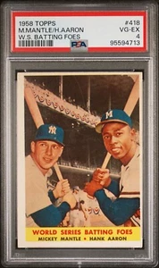 1958 Topps Batting Foes Mickey Mantle Hank Aaron #418 PSA 4 GC134 - Picture 1 of 2