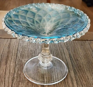 RARE ANTIQUE STEVENS & WILLIAMS THREADED DIAMOND OPTIC COMPOTE TAZZA W/ RIGAREE - Picture 1 of 20
