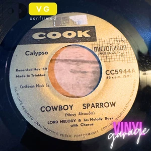 Lord Melody – Cowboy Sparrow / Not Tonight 7” vinyl Trinidad CC5944 Cook Calypso - Picture 1 of 4