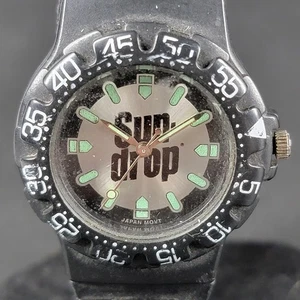 Vintage Sun Drop Sport Watch Black 34mm Water Resistant Japan Quartz Promo - Picture 1 of 10