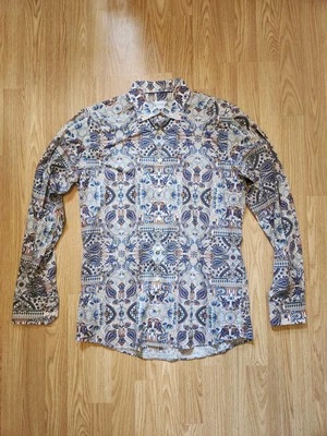 ETON Mens White Blue Floral Paisley Slim 100% Cotton Dress Shirt Size 41 US 16 - Image 1 of 4