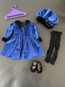 MAGIC ATTIC CLUB ALISON Blue Party Outfit Dress Hat Hoses Shoes Hanger Complete - Picture 1 of 8