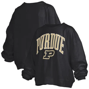 Women's Pressbox Black Purdue Boilermakers Janise Arch Over Logo Waist Length - Picture 1 of 3