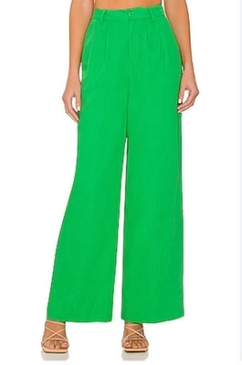 CAMI NYC Wide Leg Pants Womens Medium Green Rylie Pleated Linen Blend - Image 1 of 4