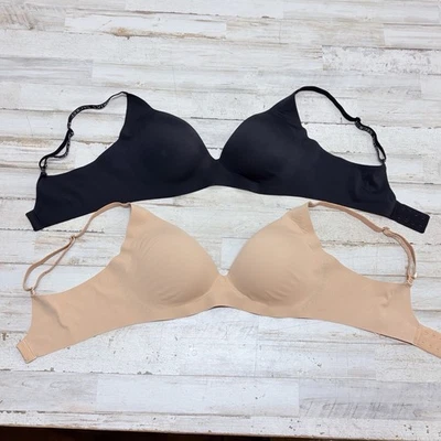 Victoria's Secret Lot of 2 Wire-Free Padded Bralette Beige Black Size Medium - Image 1 of 4