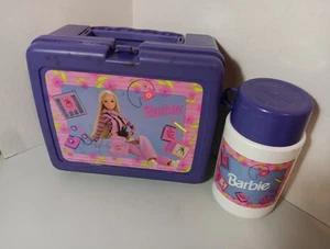 Vintage 1997 Barbie Plastic Lunch box With Thermos Purple Made By THERMOS - Picture 1 of 9