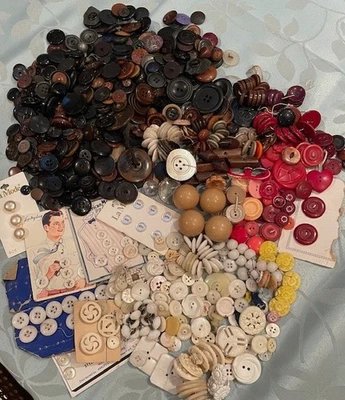 Antique Vintage Buttons Mixed Lot 2+ lbs - Image 1 of 4