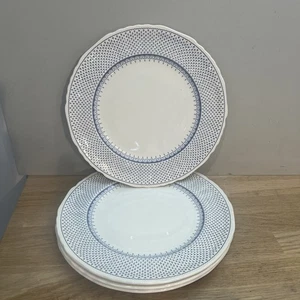 Lot 4 Anciennes Assiettes Plates Faïence Anglaise Mason’s Modèle Louise Bleu - Imagen 1 de 4