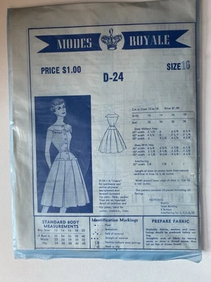 1959 Modes Royale D-24 UNOPENED Drop Waist Box Pleats Sports Dress Bust 36 - Image 1 of 4