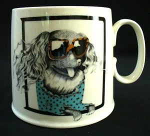 Anthropologie~FLORENCE BALDUCCI~Stoneware~DOG~Coffee~TAPERED~Mug~4" x 3.75"~EC - Picture 1 of 13