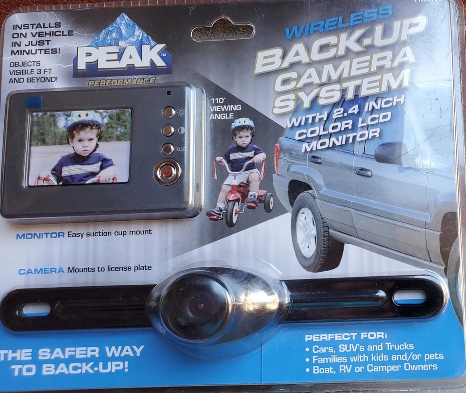 Wireless Vehicle Back Up Camera System 2.4" LCD Color Monitor Night Vision Peak - Image 1 of 4