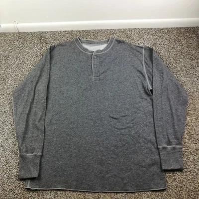 LL Bean Shirt Wool Blend River Driver's Thermal Henley Gray Mens Large - Image 1 of 4