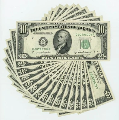 FR #2012G $10 1950B (16) Federal Reserve Notes Chicago Consecutive DC-6196 - Image 1 of 3