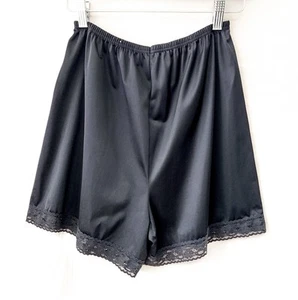 NUEVO De Colección Vanity Fair Petti-Pants M Bragas Negro Encaje Borde 16" Sedoso Tricot Nylon - Imagen 1 de 7