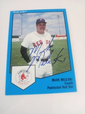 1989 Pawtucket Red Sox MARK MELESKI Signed Card autograph auto - Image 1 of 2