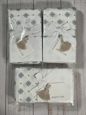 Serena & Lily Porto Sheeting Case Vintage Indigo Size LARGE Lot of 3 - Image 1 of 4