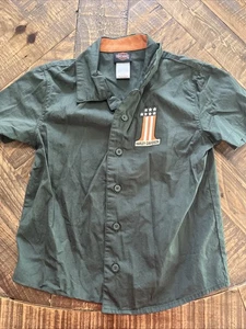 Kids Size 4 Harley Davidson Green Button Up Shirt - Picture 1 of 5