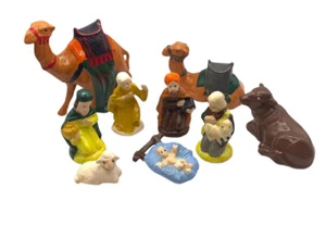 Handpainted Vintage Chalklike Nativity Set Figurines Christmas - Picture 1 of 5