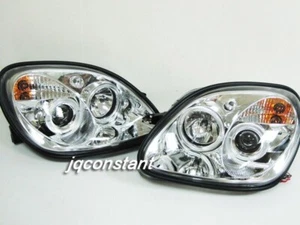 LED Halo Angle-eyes Projector Headlights CHROME for 1998-2004 BENZ R170 SLK - Picture 1 of 2