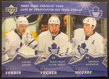 Sundin, Tucker, McCabe 2007-08 Upper Deck #CL2 Toronto Maple Leafs Checklist