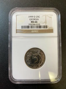 1999 D GEORGIA STATE QUARTER NGC MS-66 - UNCIRCULATED - CERTIFIED SLAB - 25C - Picture 1 of 2