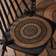 Black & Tan Jute Chair Pad Set of 6 Primitive Country Rustic Cabin VHC Brands