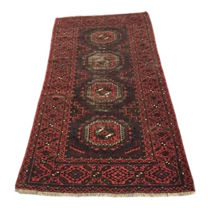 Alfombra afgana vintage tradicional anudada a mano área Jhaldar alfombra descolorida 3x6 pies - Imagen 1 de 10