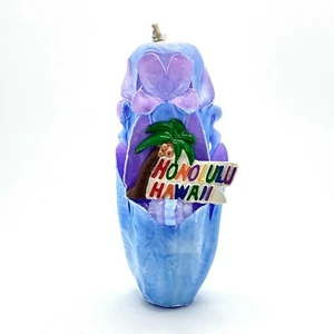 Vintage Honolulu Hawaii geschnitztes Band Wachs Souvenir Kerze 51/4" 1970er Tiki Dekor - Bild 1 von 8