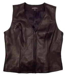 Vintage Classiques Entier Women’s Black Soft Leather Zip Lined Vest Size 6 - Picture 1 of 7