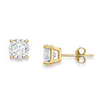 Diamond Solitaire Gold Stud Earrings 9ct Yellow Gold British Made 7mm