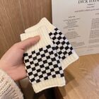 Female Knitted Gloves Fingerless Gloves Chessboard Mittens Fashion Accessories