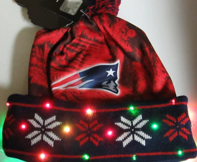 New England Patriots football team Logo LED Light up knit Hat Winter Beanie cap - Image 1 of 4