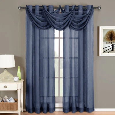Abri Grommet Crushed Sheer Window Treatments, Panels OR Valances  - Image 1 of 3
