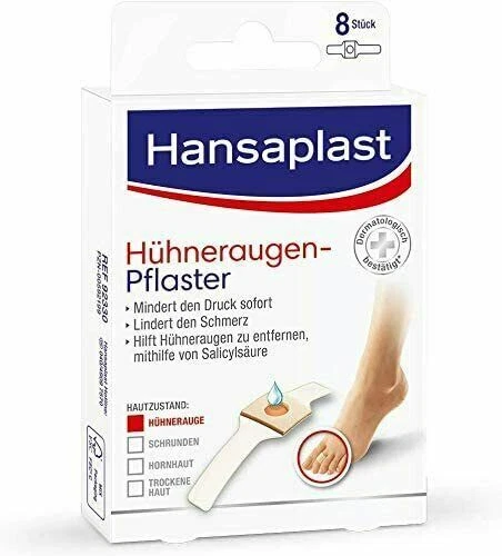 ✅ Hansaplast Hühneraugen Pflaster mit Salicylsäure Entfernung Hühneraugen 8 St ✅ - Bild 1 von 1